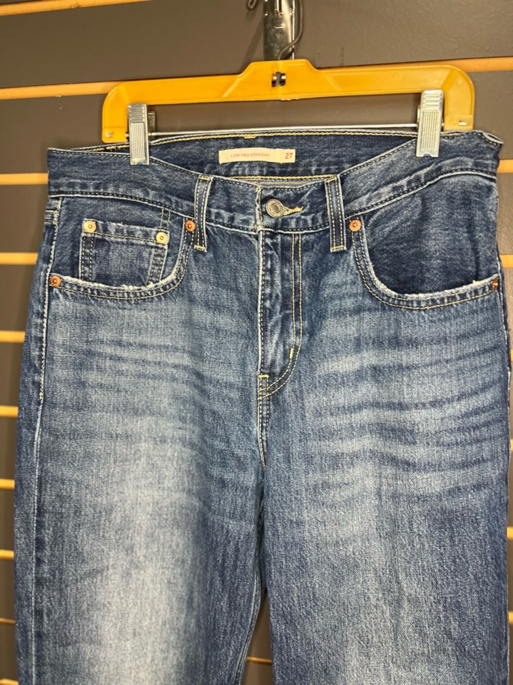 Levi's® Low Pro Mid Rise Destructed Straight Jeans - Picture 3 of 7